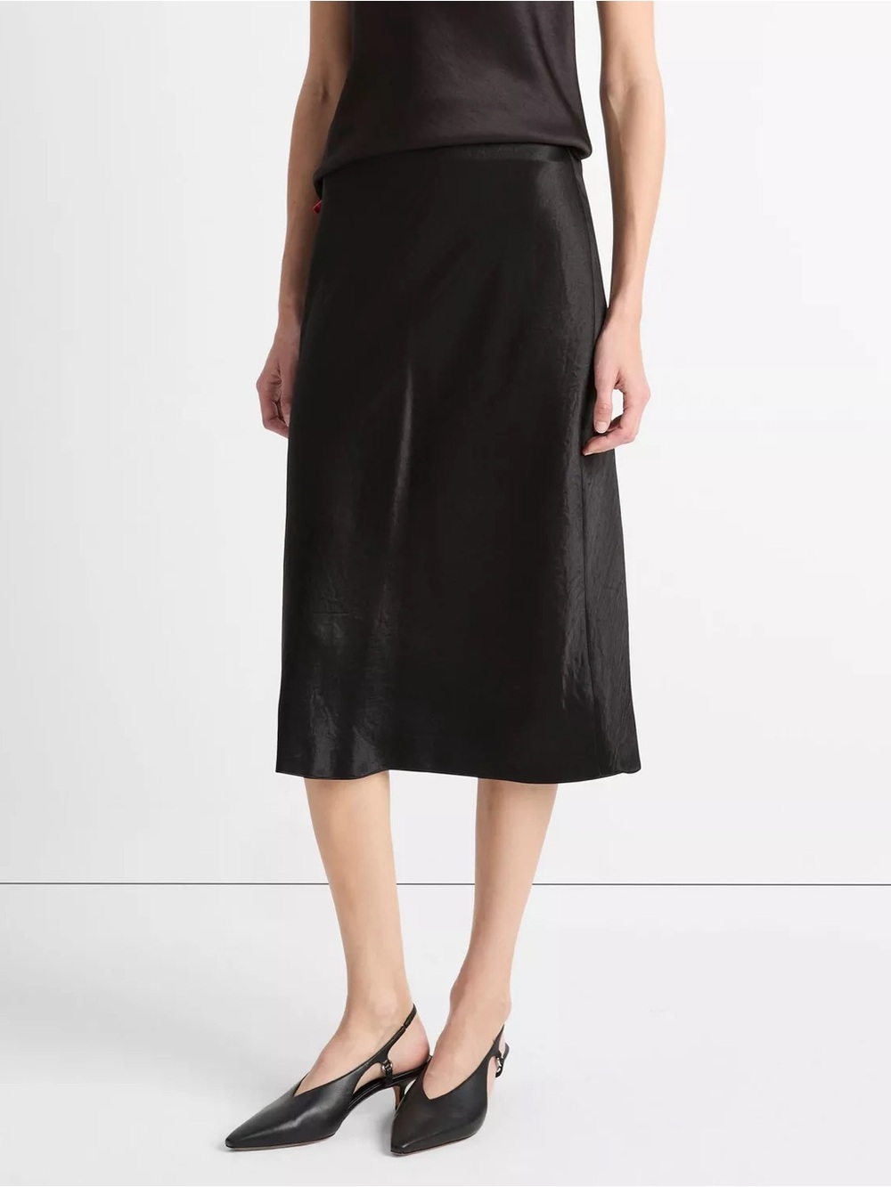 Vince black satin slip skirt